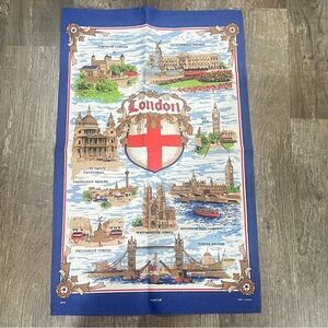 FINAL PRICE Vintage London Themed Blue Tea Towel